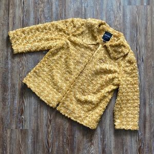 Insight New York Mustard Yellow Textured Crop Sleeve Blazer Jacket